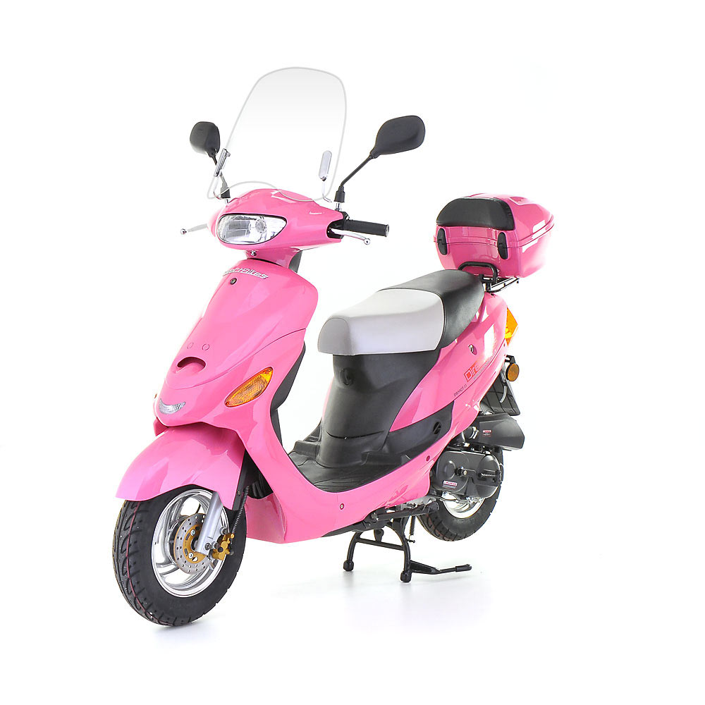 pink moped scooter